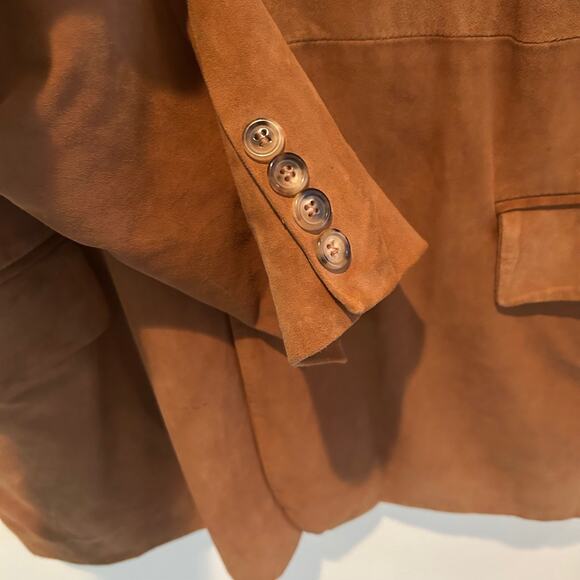 IL Perseo Jacket Suede Italian Leather Mens Mid Length Lightweight Camel - Picture 5 of 15